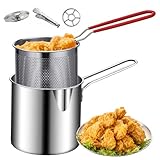 Kleine Fritteuse, Mini Friteuse, Edelstahl-Fritteusen-Topf mit Anti-Scenen-Griff,...