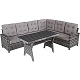 TecTake 800935 Polyrattan Lounge Sitzgruppe für Garten, Balkon und Terrasse, Gartenmöbel...