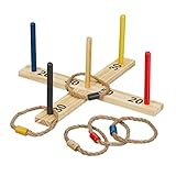 Relaxdays Ringwurfspiel, Holzwurfspiel für Kinder & Erwachsene, Ringe werfen, drinnen &...