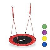 Relaxdays Unisex – Erwachsene, rot Nestschaukel, rund, für Kinder & Erwachsene,...