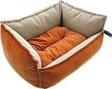 Dekoleidenschaft Tierbett Happy Pet in Samt-Optik, orange/beige, 40x30 cm, inkl. Kissen,...