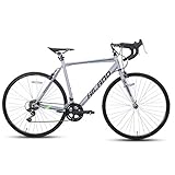 Hiland Rennrad 700c Stahlrahmen mit 12 Gang-Schaltung 58cm Silber klemmbremse Racing Bike...