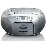 Lenco SCD-420 Silver Tragbares UKW-Radio mit Toplader CD-Spieler und Kassettendeck, LCD...