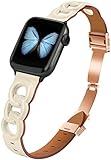 JSGJMY Uhrenarmband für Apple Watch 42 mm 44 mm 45 mm Leder Damen Serie 7 6 5 4 3 2 1 SE...