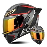 Klapphelm Motorradhelm Integralhelm Mit Doppelvisier,ECE Genehmigt Hochfeste...