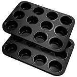 Fousenuk Muffinform, 2er-Pack Karbonstahl Muffinblech für 12 Muffins, Antihaftbeschichtet...