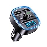 ORIA Bluetooth FM Transmitter 5.0, Wireless Radio Adapter mit Mikrofon & 2 USB Aufladung,...