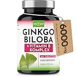 Ginkgo Biloba 6000mg, 365 Stück - Preis-Leistungs-Sieger + B-Vitamin Power Komplex,...