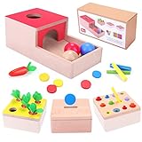 Holzspielzeug ab 1 Jahr | 4 IN 1 Baby Motorik Spielzeug für 6 Monate Jungen und Mädchen...