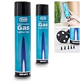 TOM 2 x Feuerzeuggas 300 ml Kartusche zum nachfüllen für Feuerzeug, Flambierbrenner,...