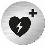 INDIGOS UG - Schild - rund 200mm - Defibrillator - Aluverbundplatte - mit Symbol - Garage,...