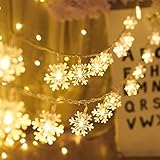 Schneeflocke Lichterketten, 6M 40Pcs LED Batteriebetriebene , Shining Decoration Lightning...