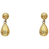 14ct Gelbgold Sparkle Cut Hollow Tear Long Drop Dangle Ohrringe Mit Post 8x20mm Schmuck...