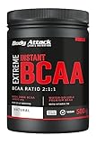 Body Attack Extreme Instant BCAA Pulver, Natural 500 g - Made in Germany - für 38 Shakes...