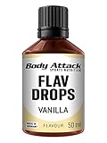 Body Attack Flav Drops®, 50 ml, Vanille, Aromatropfen für Lebensmittel, zuckerfreie...