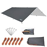 Unigear Zeltplane, Tarp für Hängematte, wasserdicht mit Ösen + 6 Erdnägel+ 6 Seilen,...