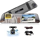 CAMECHO Spiegel Dashcam mit Rückfahrkamera 4.5'' Bildschirm Full HD 1080P, Dual Dash Cam...