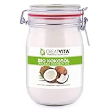GreatVita Bio Kokosöl, nativ & kaltgepresst, 1000 ml im Bügelglas zum Kochen & Backen