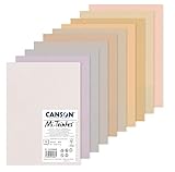 Canson Halbgefärbtes Papier (Wabenmuster), 10 Blatt A4, 160g/m², Pastellfarben...