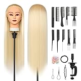 Trainingsköpfe, 28 inch Übungskopf Frisierkopf Friseur 100% Synthetikfaser-Haar Styling...