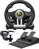 PXN V3 Pro Lenkrad mit Pedalen, Gaming Lenkrad, Vibrationen Feedback Rennlenkrad, 180°...