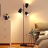 addlon Stehlampe Wohnzimmer, Stehlampe mit 3 Flammige Retro Stehlampe Schwarz, Stehleuchte...