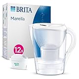 BRITA Wasserfilter-Kanne Marella weiß (2,4l) inkl. 12x MAXTRA PRO All-in-1 Kartusche...