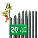 Novatool 20 Stück Pflanzstäbe 110cm grün 11mm ? Metallrohr kunststoffummantelt...