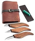 BeaverCraft Deluxe S15X Holzschnitzmesser-Set mit Ledertasche – Holzschnitz-Set...