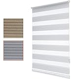 Bailena Doppelrollo ohne Bohren - Grau Glitzernd - 3in1 Fenstergardine - Klemmfix...