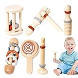 Wlikmjg Baby Holz Rassel Set, Baby Rassel Spielzeug Set - Rassel Spielzeug Holz Schütteln...