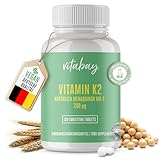 Vitabay Vitamin K2 hochdosiert 200 µg (mcg) - VEGAN 120 Vitamin K2 Tabletten MK7 MK-7 -...