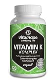 Vitamin K Komplex hochdosiert & vegan, K1 1.000 mcg + K2 Menaquinon (1.000 mcg MK4 + 200...