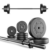 TREX SPORT Langhantel Set 22 kg | Hantelset mit Langhantelstange 120 cm und 8...