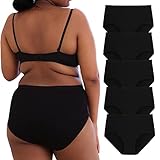 INNERSY Große Größen Damen Unterhosen Schwarz Slip Baumwolle High Waist Unterwäsche...