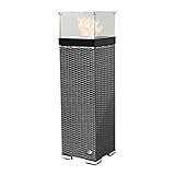 RS Trade® Exclusive Bio Ethanol Garten Kamin Feuersäule aus Polyrattan mit Alu-Gestell...