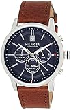 Tommy Hilfiger Multi Zifferblatt Quarz Uhr für Herren mit Hell-Braunes Lederarmband -...