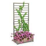 RELAX4LIFE Blumenkasten mit Rankgitter, Pflanzkasten mit Spalier & Abnehmbarem Boden,...