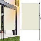Ollewiellan Klemmmarkise Senkrechtmarkise außen 120x270cm Ausziehbar | Vertikalmarkise...