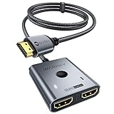 HDMI Switch 4K@60Hz, WARRKY HDMI Splitter 2 In 1 Out 【2K@144Hz, 1m Geflochtenes Kabel,...