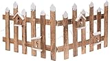 Spetebo Deko Holz Zaun mit 30 LED in natur - 100x40 cm - Mini Gartenzaun Winter Gatter...