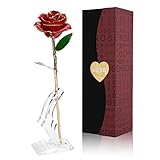 Gomyhom 24K Gold Rose mit Standfuß, Romantisches persönliches liebevolles Blumengeschenk...