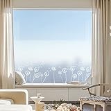 dktie Fensterfolie Blickdicht Sichtschutzfolie Fenster Milchglasfolie Löwenzahn-Muster...