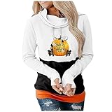 MODSGUE Sportshirt Langarm Halloween Kapuzenpullover Modisches Niedlicher Kürbisdruck...