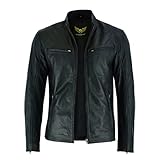 Leatherick Herren Premium Nappa Schafsleder Cafe Racer Schwarze Bikerjacke (as3, alpha, m,...