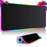 Gaming Mauspad RGB Mousepad 800x300mm XXL Gaming Mousepad groß mit 14 Beleuchtungs Modi 7...