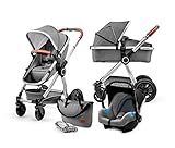 kk Kinderkraft Kinderwagen 3 in 1 VEO, Kinderwagenset, Kombikinderwagen, Buggy, Autositz,...