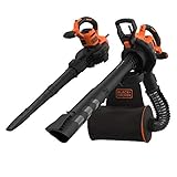 Black+Decker 3-in-1 Elektro-Laubsauger / Laubbläser BEBLV300 (3.000 Watt, mit Häcksler,...