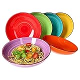 MamboCat 6er Set Uni bunt Pastateller Ø 23,5cm tiefe Nudelteller I Pastaschalen zum...