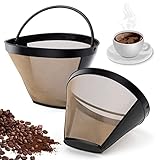 2 PCS Goldtonfilter Kaffee Dauerfilter 6-8 Tasse Edelstahl Kaffee Filter Mesh Korb...